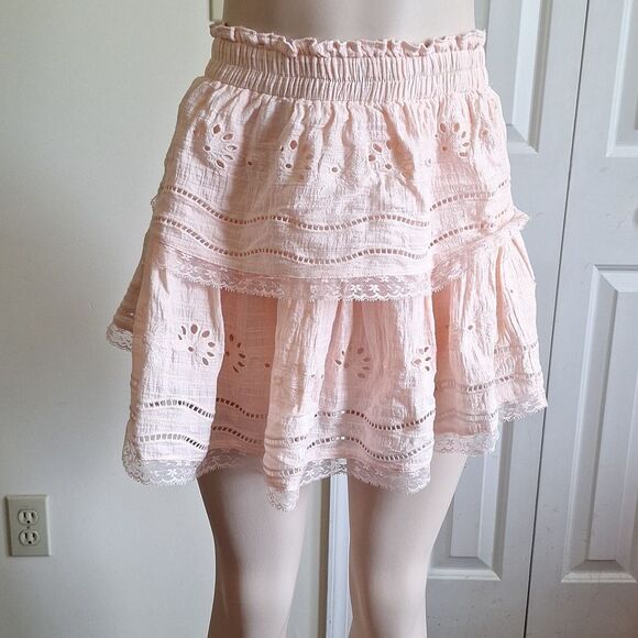 Mi Ami Pink Ruffled Lace Skirt Size M - Picture 2 of 6